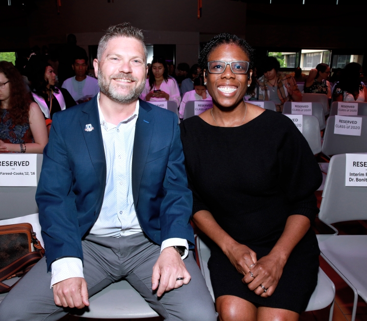 Del Reid with Amitra Wall, Buffalo State interim provost and vice president of academic affairs