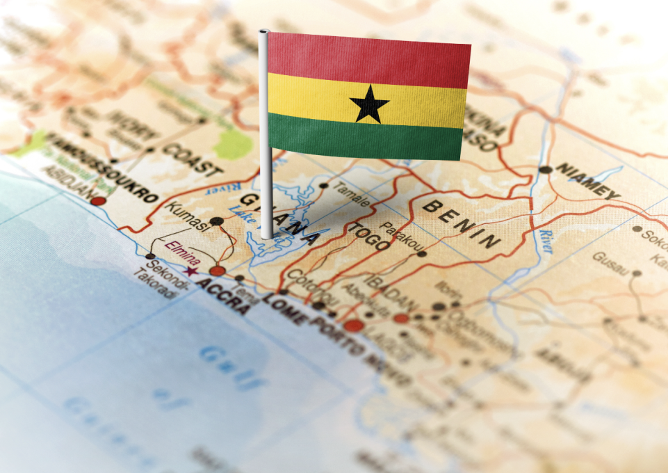 Ghana on a map